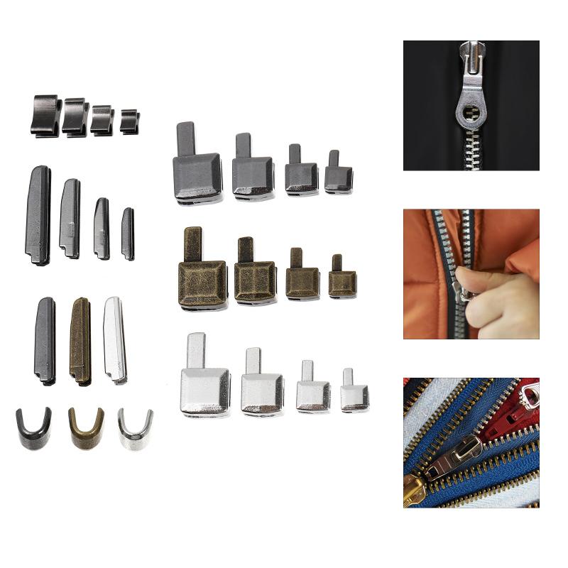 24 Set Metal Zipper Head Sliders Retainer Insertion Pin Zipper Stop Accessories Plug Zipper Repair Kit for Coat Home DIY (Mixed