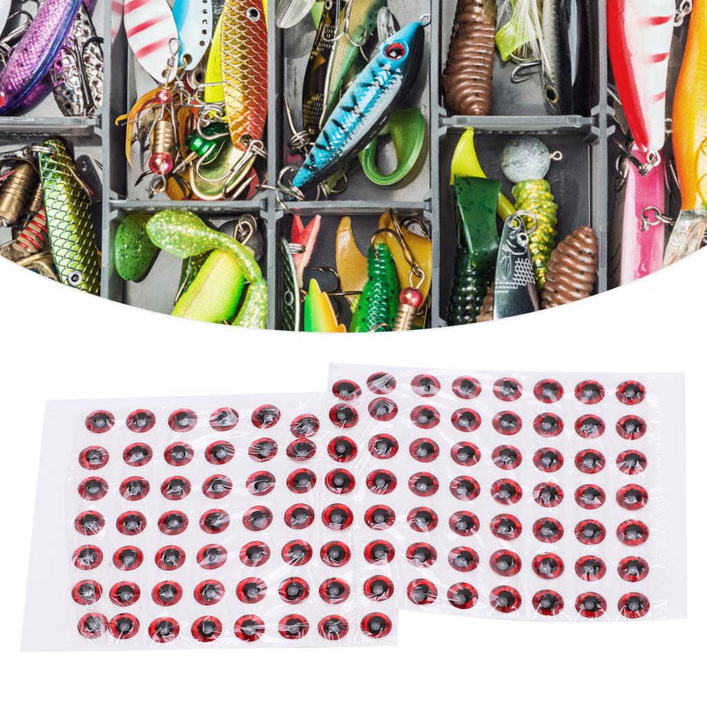 100Pcs Fishing Lure Eyes ThreeDimensional   Lightweight   Fisheye Sticker for Making Fishing Bait(Red )