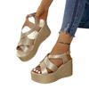 Fashion Plus Size 35-43 Shoes for Women Summer Elegant Women High Heel Platform Wedges Sandals Causal Peep Toe Buckle Strap Footwear