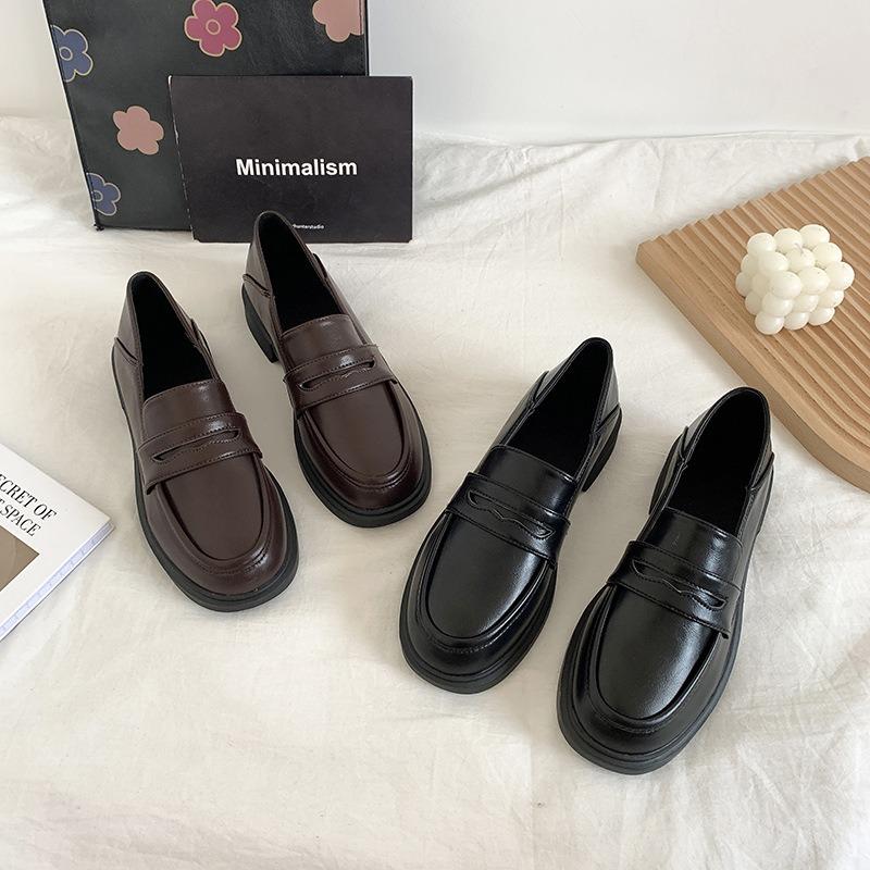 Maogu Women Leather Shoes Girls Japanese School Shoe College Gothic High Quality Loafers for Women Black 2024 Zapatos De Mujer