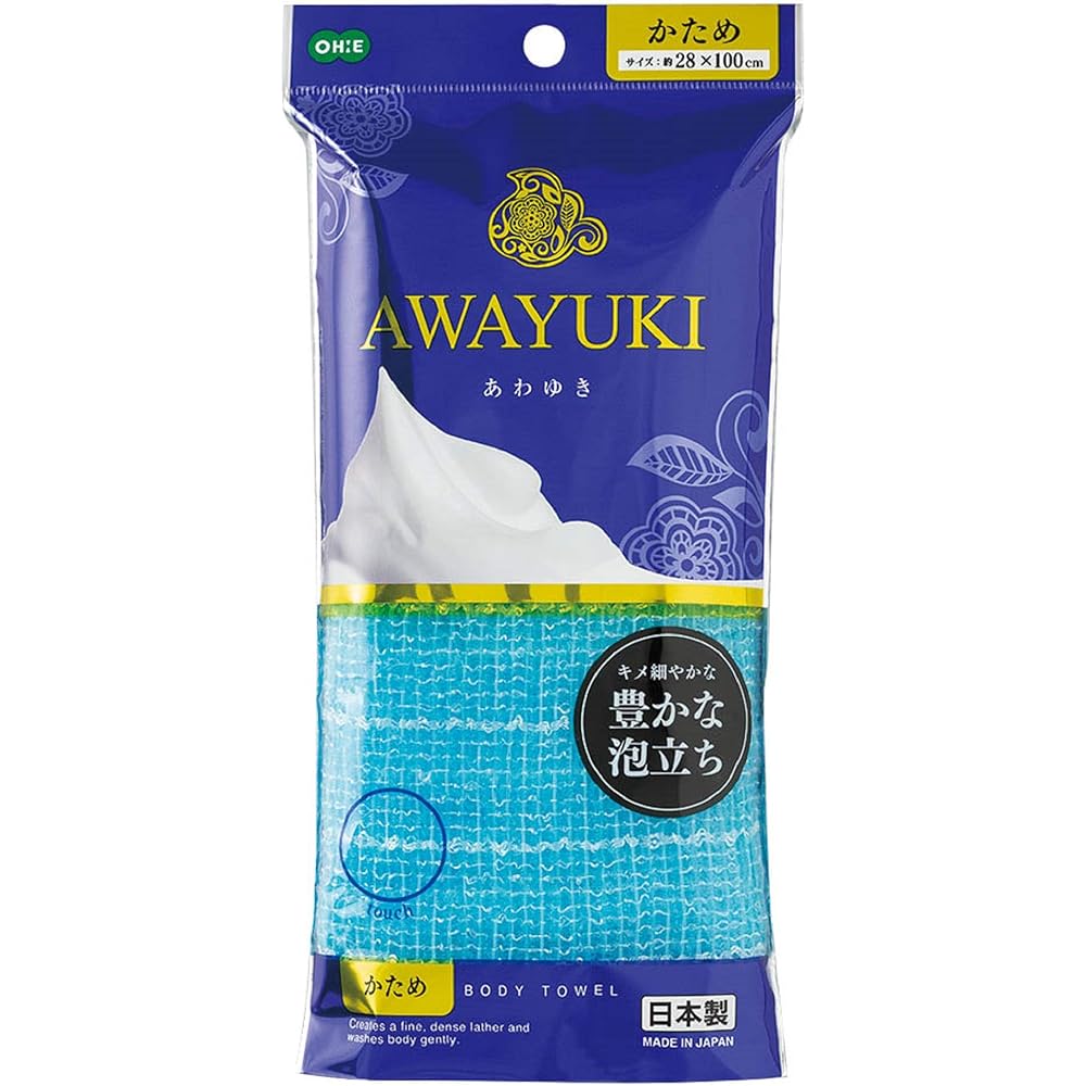 Oe Body Towel Firm Blue 28x100cm Rich Lather Japanese Made Body Wash Towel