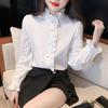 1 Stück Damen Frühling Herbst Französischer Stil Elegante Hemden Damen Mode Weißes Hemd Weiblich Lässig Langarm Halber Stehkragen Oberteile