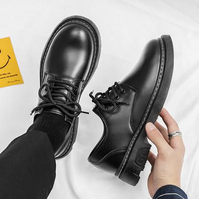 Men's Small Leather Shoes Casual Leather Boots Little Martin Boots Business Dress Black Big Head Tooling Shoes Men's Work Men's Shoes