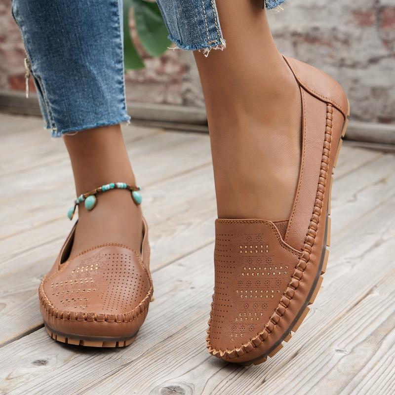 E-commerce solid color retro women flat bottom trend comfortable low heel