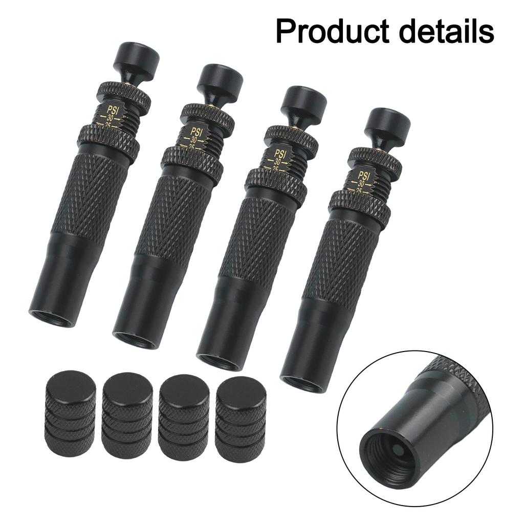 4 Stück Einstellbarer Auto-Stopp Reifenablasser Präzisions-Reifendruckreduzierungswerkzeug Luft-Schnellventil 10-30PSI