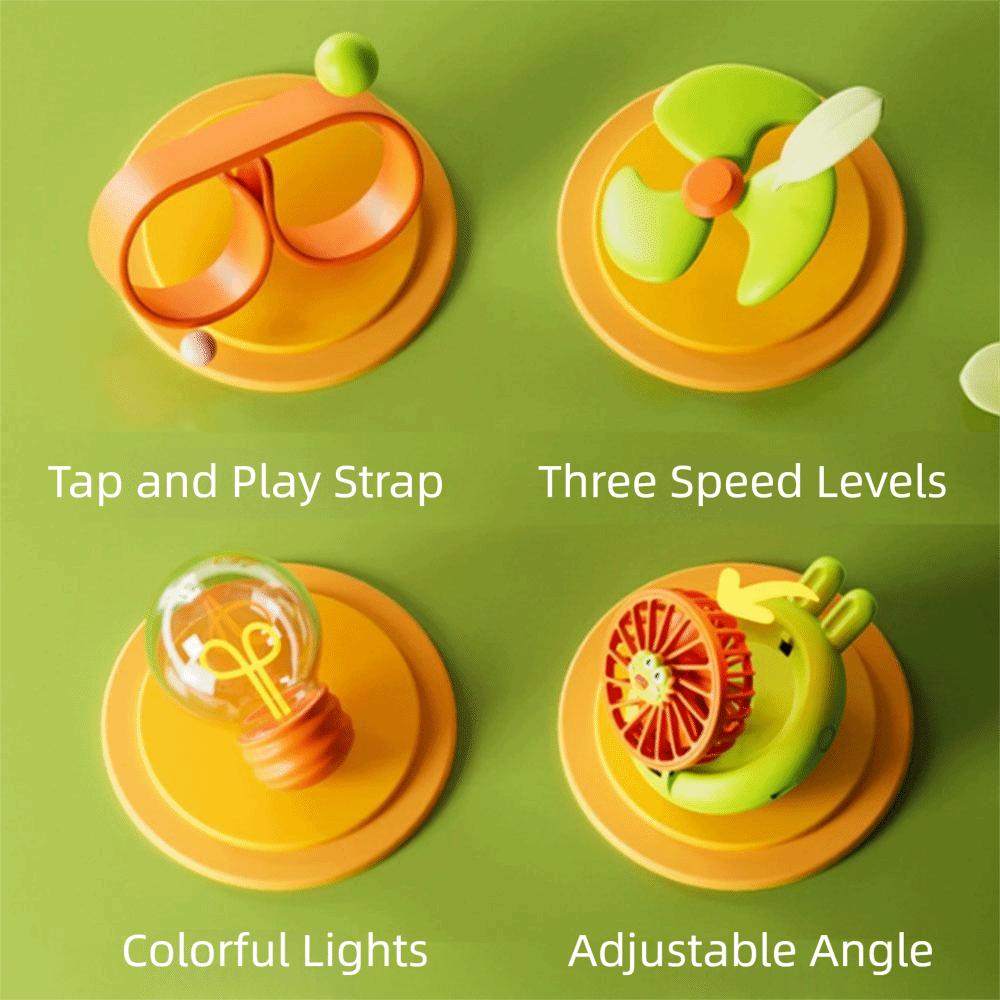 Handheld Mini Fan Mini Wearable Fan Watch 3 Speeds Cartoon Watch Design Fan USB Rechargeable Soft Wrist Strap Electric Fan