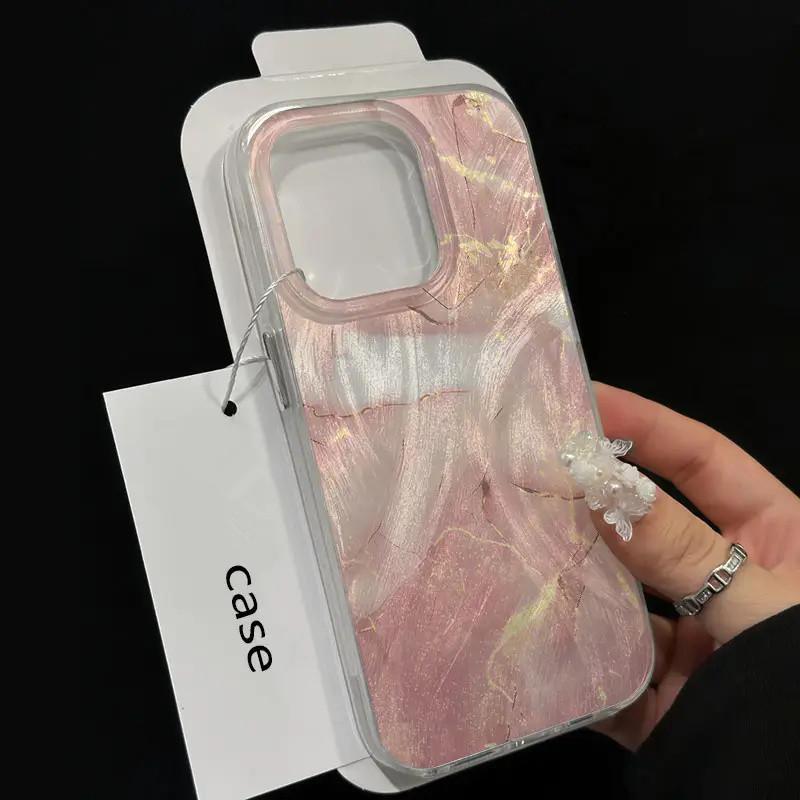 

Чехол для телефона Pink Gold Marble Feather Art для серии iPhone 17 16 15 14 13 12 11 16E Pro Max Plus Двухслойная защита iphone 15