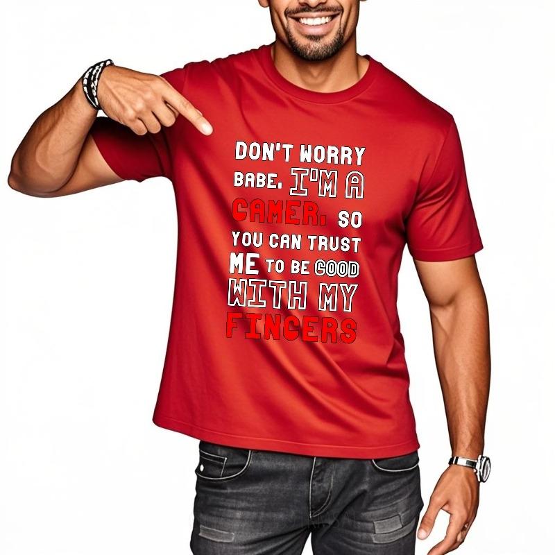 

Trendy For Her Summer Tshirt Dont Worry Babe Im A Camer So You Can Trust Me To Be Good With My Fingers Short Sleeve Solid as the picture4662 красный