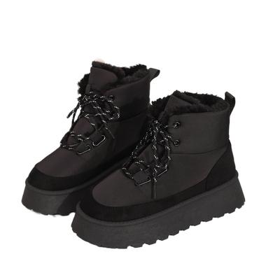 Bocanci Noi de Iarnă pentru Femei, cu Vârf Rotund și Talpă Groasă, Modă Casual, Confortabili, Călduroși, Pantofi din Bumbac pentru Femei, 41