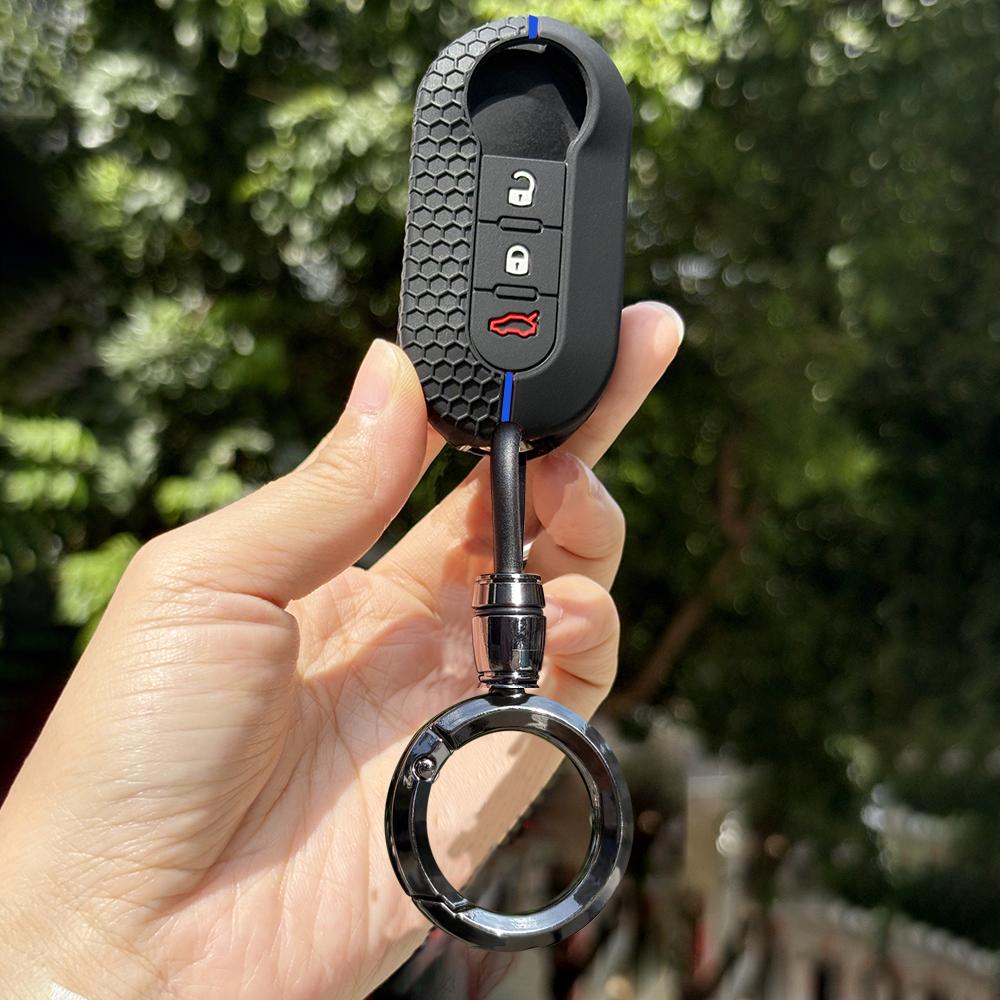 Keychain+ Keycase For Fiat 500 500L Ducato Panda LANCIA Punto Dot Evo Silicone Car Remote Key Cover For Citroen Jumper Holder