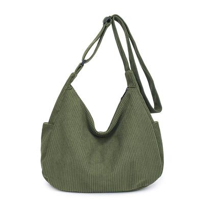Corduroy Hobo Bag with Soft Slouchy Silhouette Side Pockets Ideal for Women Casual Daily Use