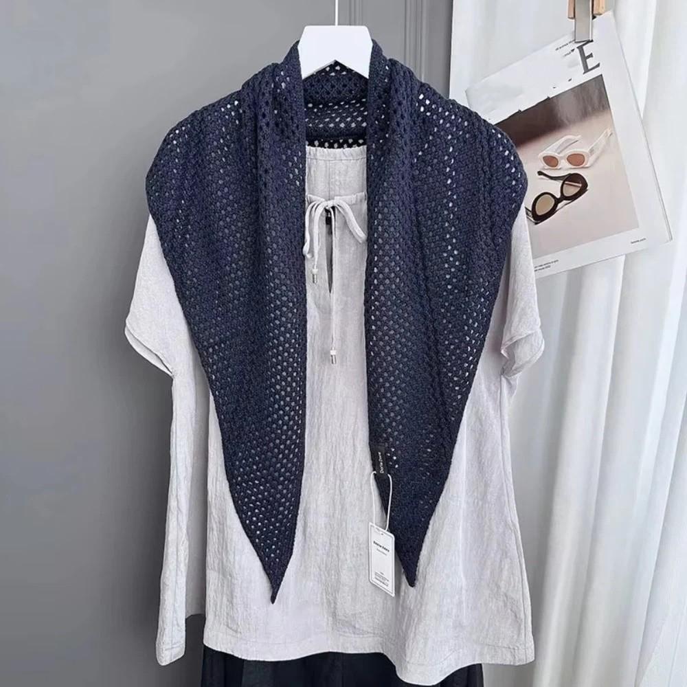 Artistic Trendy Hollow Knitted Scarf Soft Warm Hollow Out Scarf Woolen Scarf Cold Weather