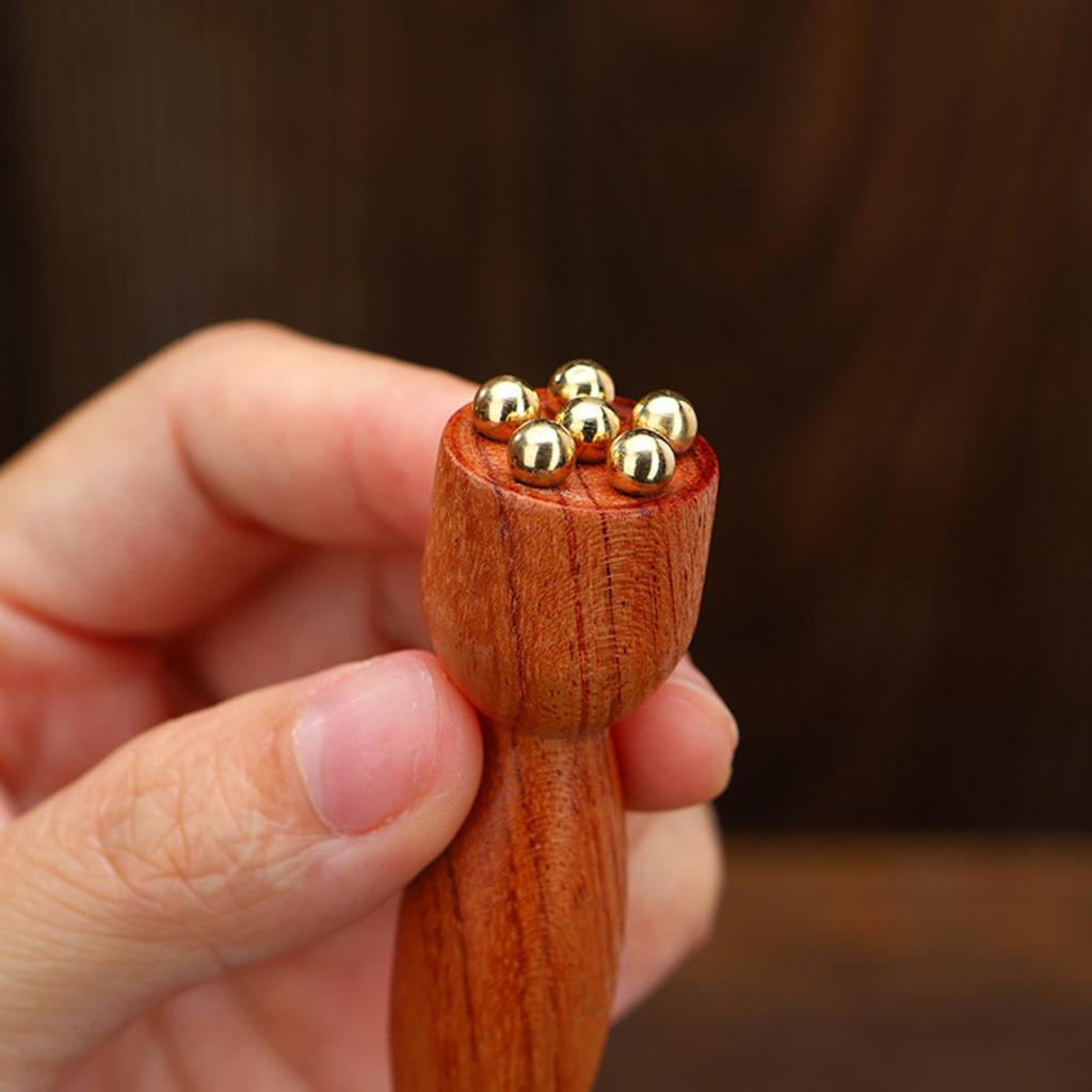 Wooden Eye Massager Roller Face Massage Stick with Metal Ball Roller for Contouring Firming Glowing Skin for Face Relief