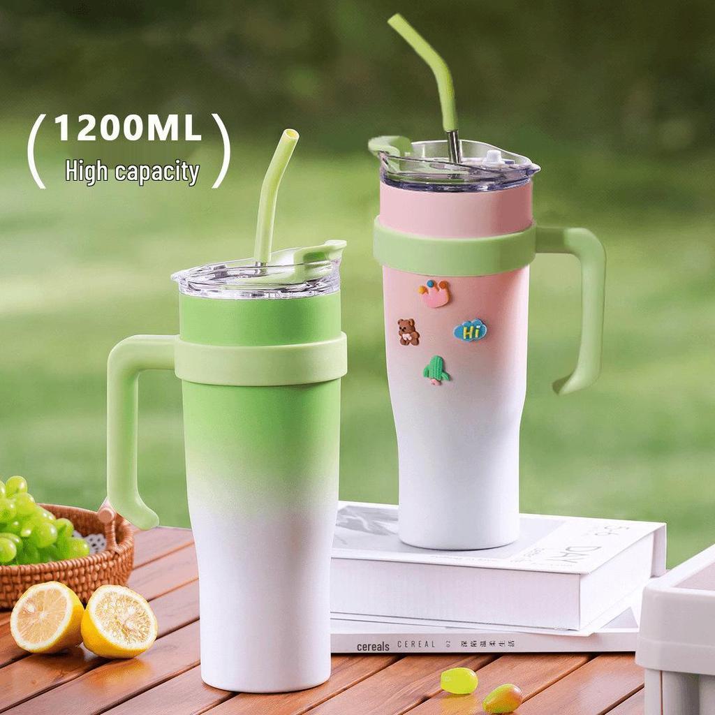 Big Mac Ice King Stainless Steel Insulated Coffee Cup, Large Capacity Summer Straw Cup