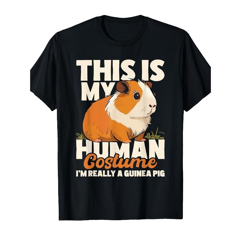

European sizes Men s Funny This Is My Human Costume I m Really A Guinea Pig Pet Owner T-Shirt - Retro Casual Short Sleeve Tee 4XL чорний