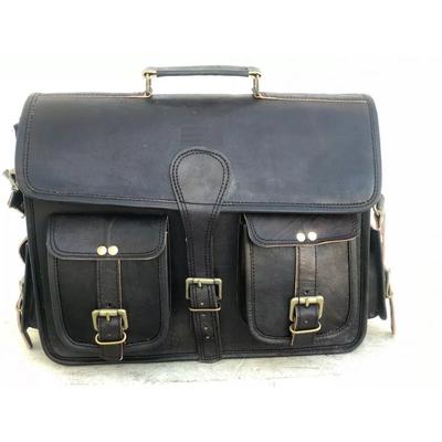 Real Women Black Goat Leather Shoulder Satchel Laptop Tote Messenger Bag. All Size's Available.