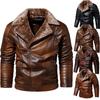 Leather Jacket Men's New Loose Biker Oblique Zipper Leather Jacket Thin Velvet Jacket