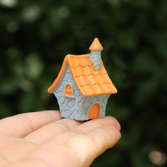 Miniature House Fairy Garden Accessory Tiny Village House Bonsai Terrarium Crafts Mini Resin Figurine for Plant Pot Micro Landscape