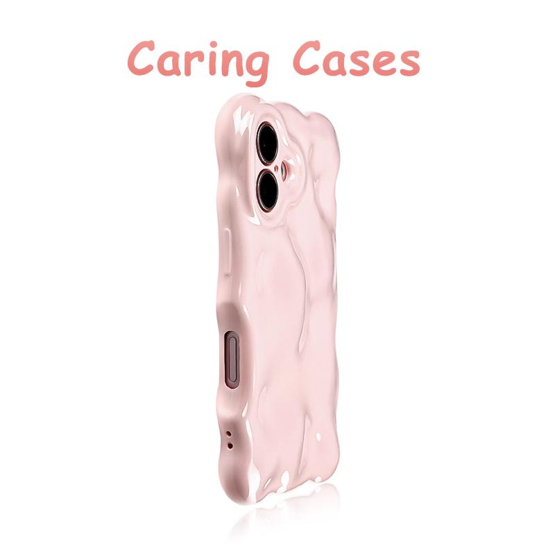 For iPhone 16 Pro Max Case Blush Pink Wavy Bubble Silicone Shockproof Compatible with iPhone 15 14 13 12 11
