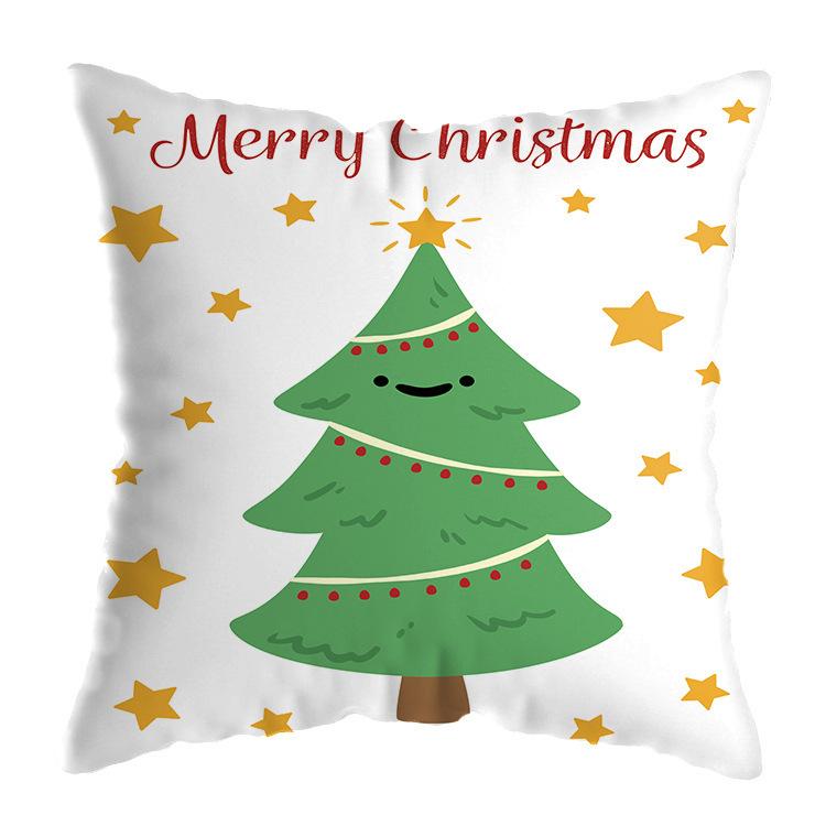 Cartoon Santa Claus Pattern Throw Pillow Cover With Short Plush Print Living Room Sofa Decoration Cushion Cover Pillow Covers