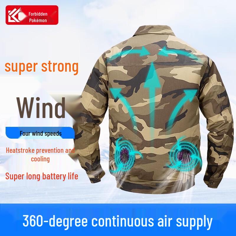 Men s Cotton Summer Cooling Work Shirt with 9600mAh Accessories L