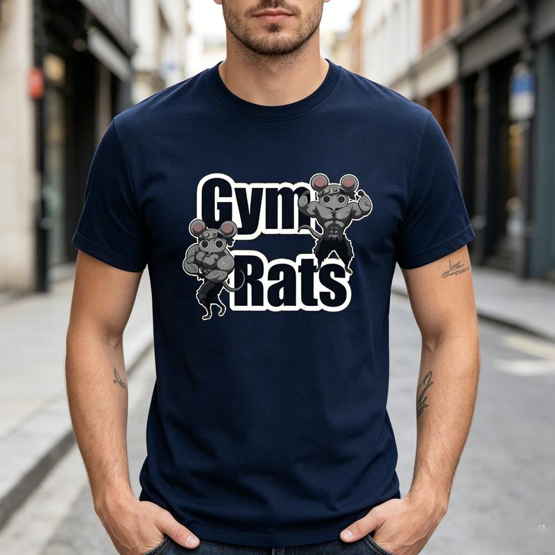 Funny Gym Rats Graphic T Shirt for Unisex Unisex Fitness Workout Tee with Muscle Mouse Print Casual Short Sleeve Top