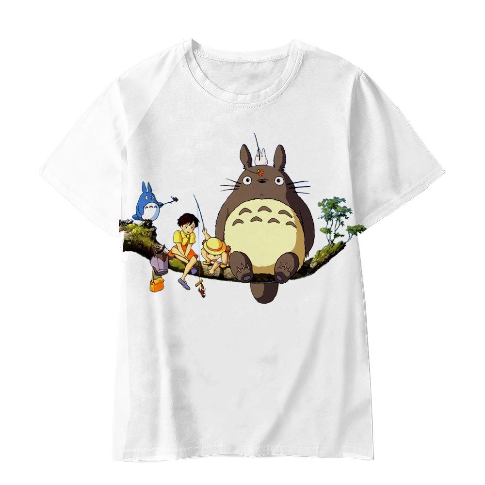 3D Hayao Miyazaki Cartoon Totoro Pattern Printed Casual Short Sleeved Children's Boy T-shirts - Soft Medium Stretch Fabric Summer Relaxed Fit Clothing