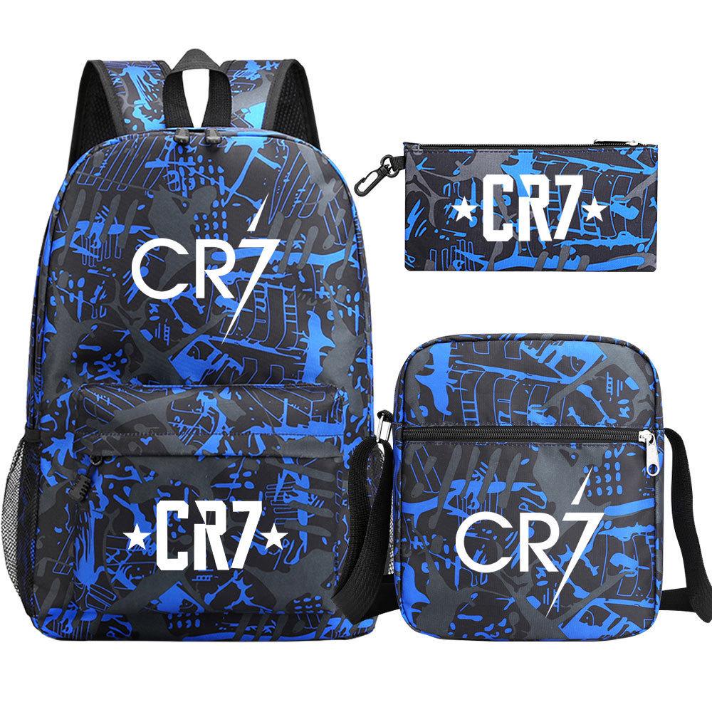 3-delige Schoolrugzakset voor Studenten Grote Capaciteit Oxford Stof Schooltas met Schouderband en Etui Cristiano ronaldo three-piece suit