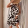 Summer New Sleeveless Leopard Print Ruffle Casual Dress for Women