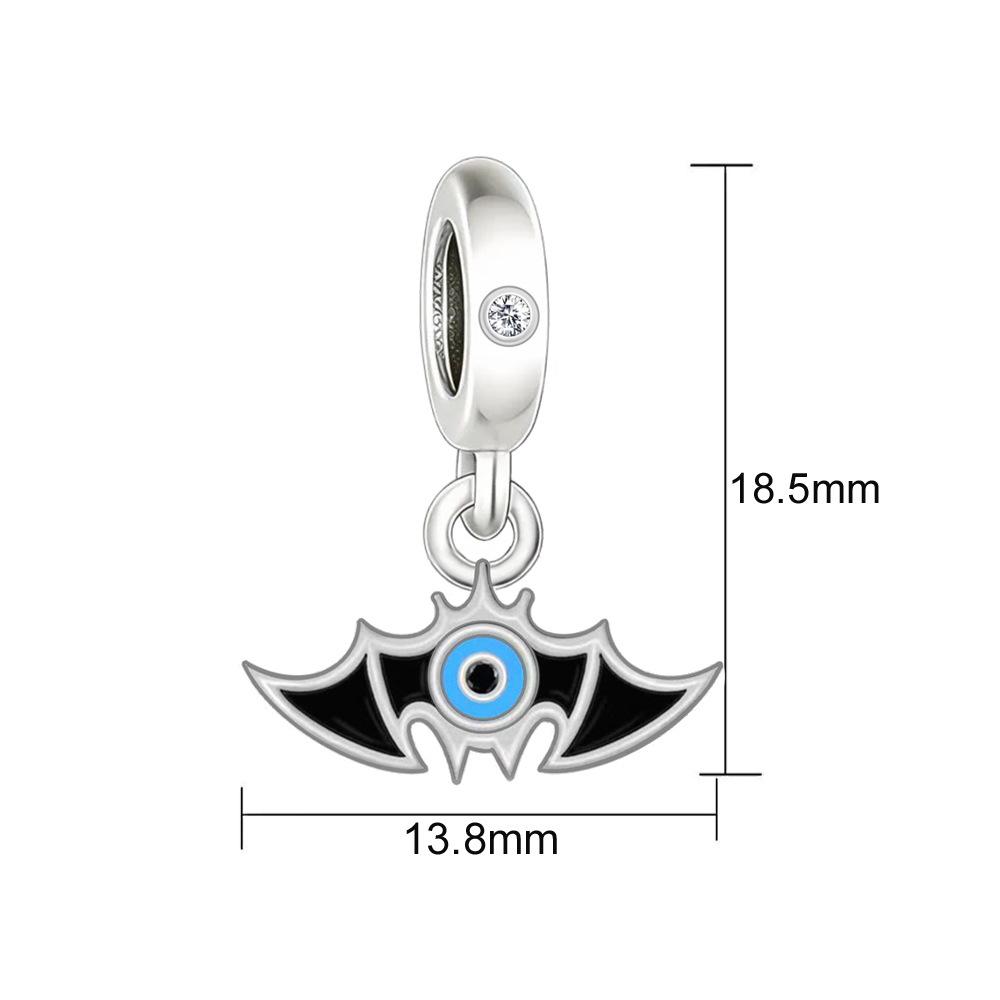 S925 Silver Halloween Evil Eye Bat Pendant Beaded Bracelet Necklace DIY Craft Kit With Loose Beads And Charms