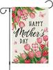 Happy Mother's Day Garden Ag 12x18 Inch Double Sided for Outside, Pink Tulip Ower Small Burlap Yard Ag Home Outdoo