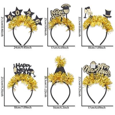 6pcs 2026 Number Headbands,New Year'S Eve Party Headpieces for Countdown Celebration, Photo Booth Prop Group & Party Accessories