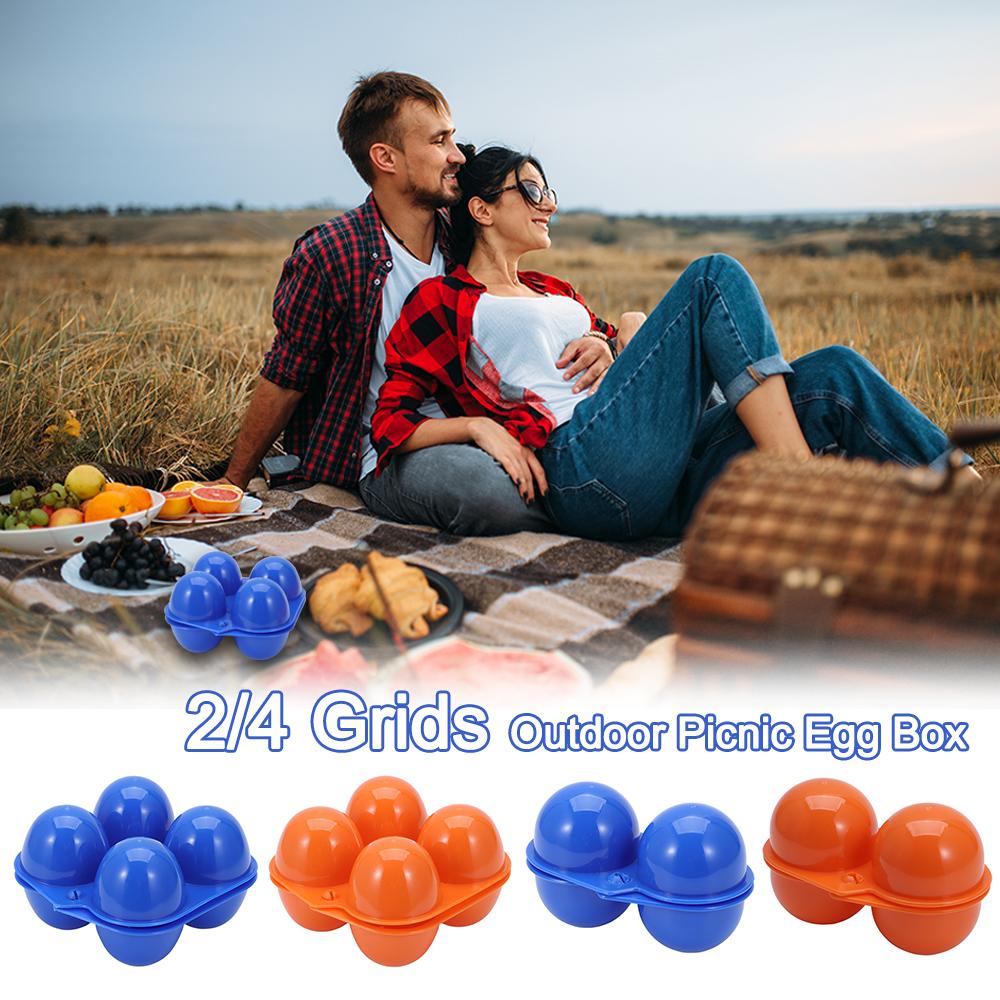 2/4 Grids Outdoor Holder Foldable Egg Tray Egg Storage Box Organizer Case Portable