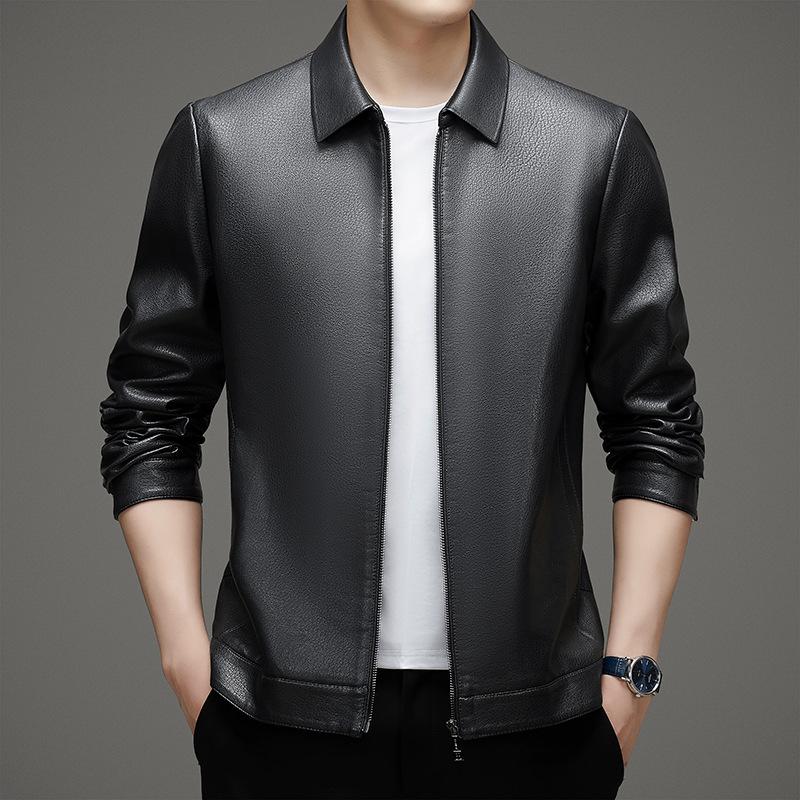 

Осенняя куртка из плюшевой овчины из натуральной кожи большого размера для мужчин среднего и пожилого возраста с лацканами, куртка для папы, куртка 5XL