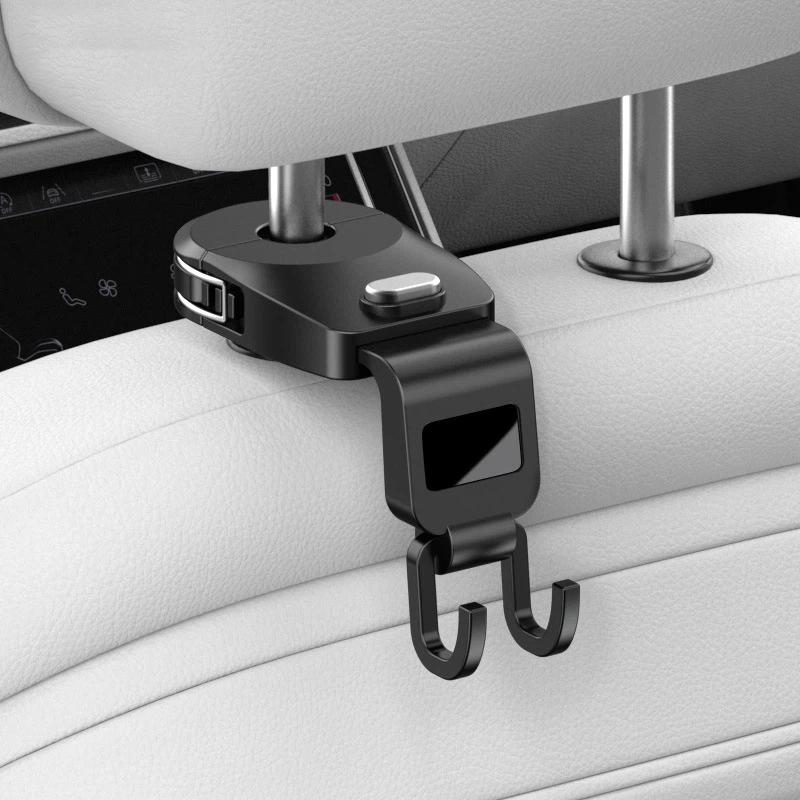 Universal Car Headrest Hook Heavy Duty Load Bearing Easy Installation Holds Bags Groceries Purses Keeps Car Interior Neat