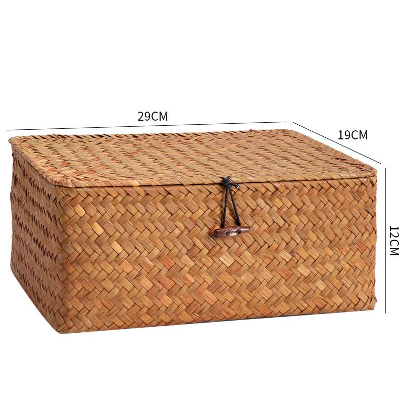 

Коробка для хранения с крышкой и перегородками из морских водорослей, Плетеная вручную корзина для хранения, Прямоугольная винтажная полка, Хранение в гардеробе оранжевый