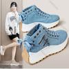 Damen Sneaker High Top Denim Canvas Schuhe Mädchen Schüler Canvas Schuhe für Damen Schnürung Plateau Sneaker