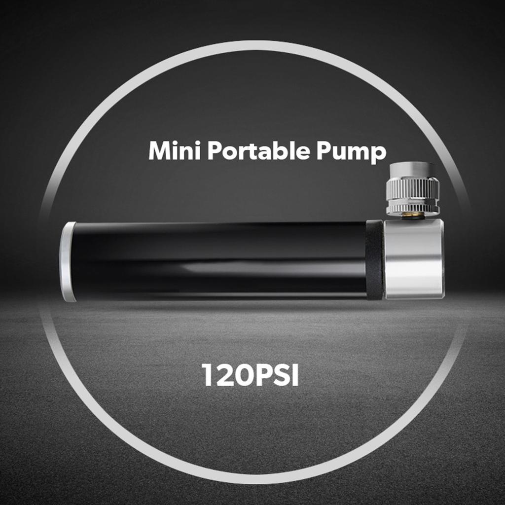 Small Bike Tire Pump Presta & Schrader Portable MTB 120PSI Telescopic Barrel Aluminum-Alloy Bike Pump for Easy Pumping