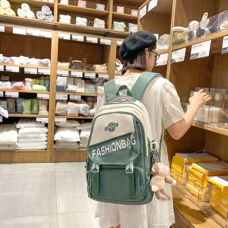 Школьный рюкзак для ученика средней школы Женский рюкзак большой вместимости зелёный — фото 17