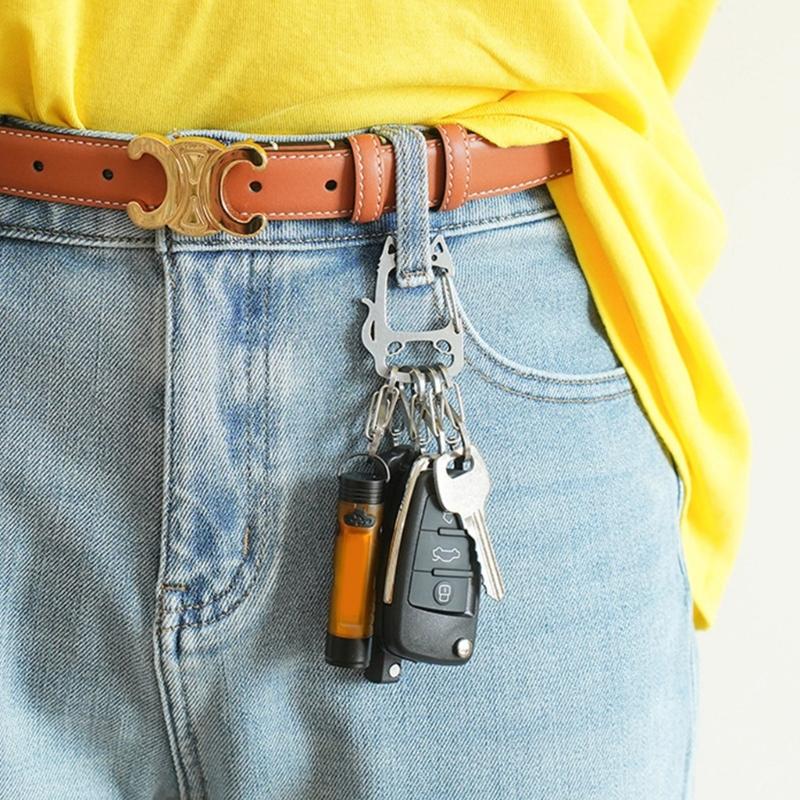 Creative S Hook Lucky Cat Keychain In Stainless Steel Material Perfect For Organizing Keys And Small Items