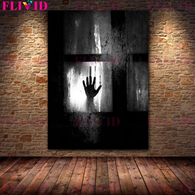 Terrible Ghost Figures In the Window Retro Wall Art Canvas Painting Mysterious Panic Art Posters and Printers