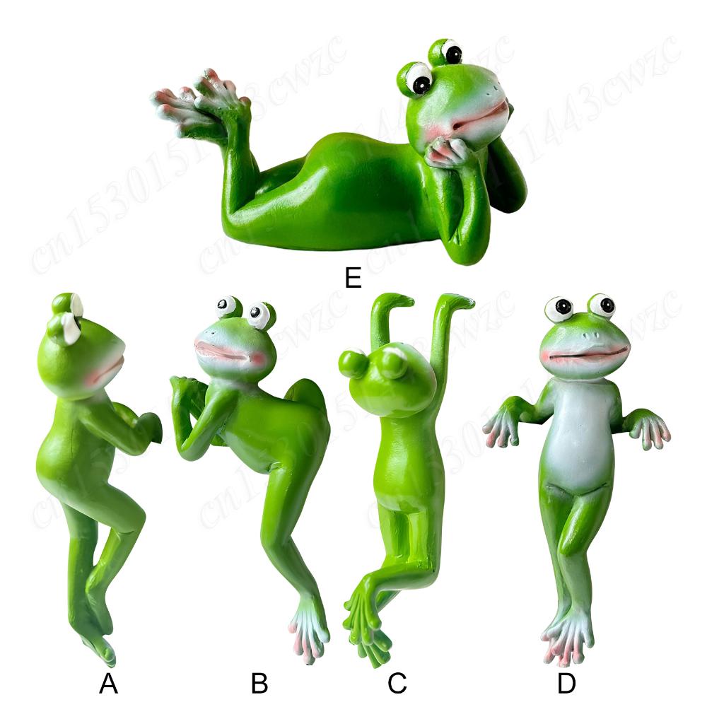 Resin Frog Sculpture Cute Climbing Frog Figurines Flower Pot Hugger for Plant Lovers Yard Patio Lawn