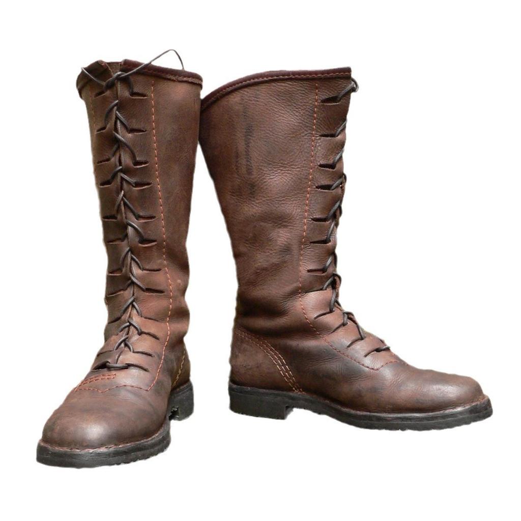 New European and American Retro Medieval Renaissance Large-size Men's Leather Boots