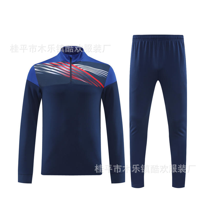 Student Team Half Zipper Long Sleeve Suit Football Training Suit Club Quick Drying Football Jersey Breathable