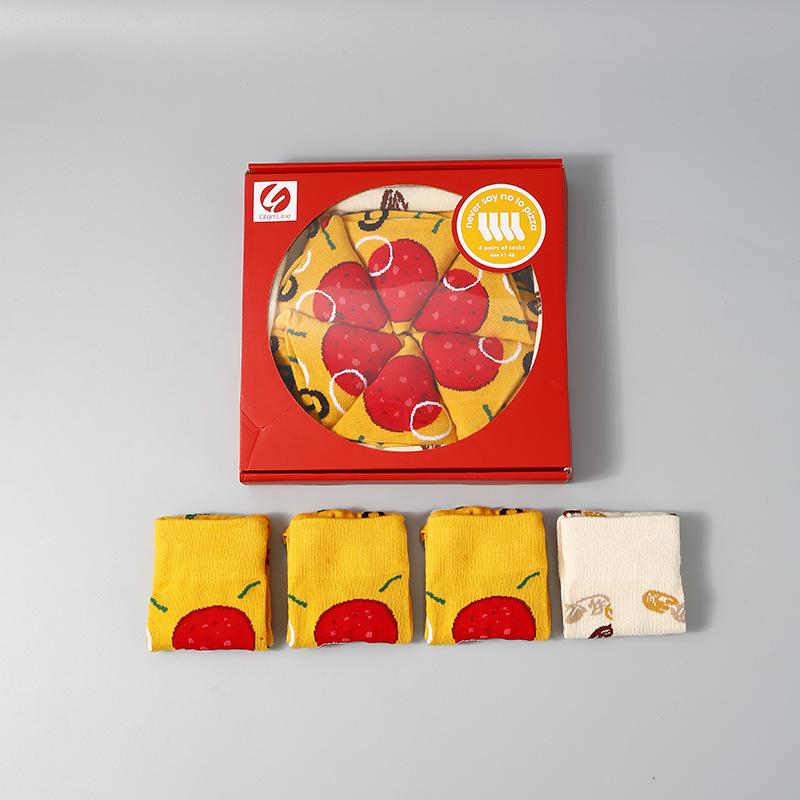Pizza Box Novelty Cotton Socks – Unisex, Anti-Odor, Sweat-Absorbing, Breathable.