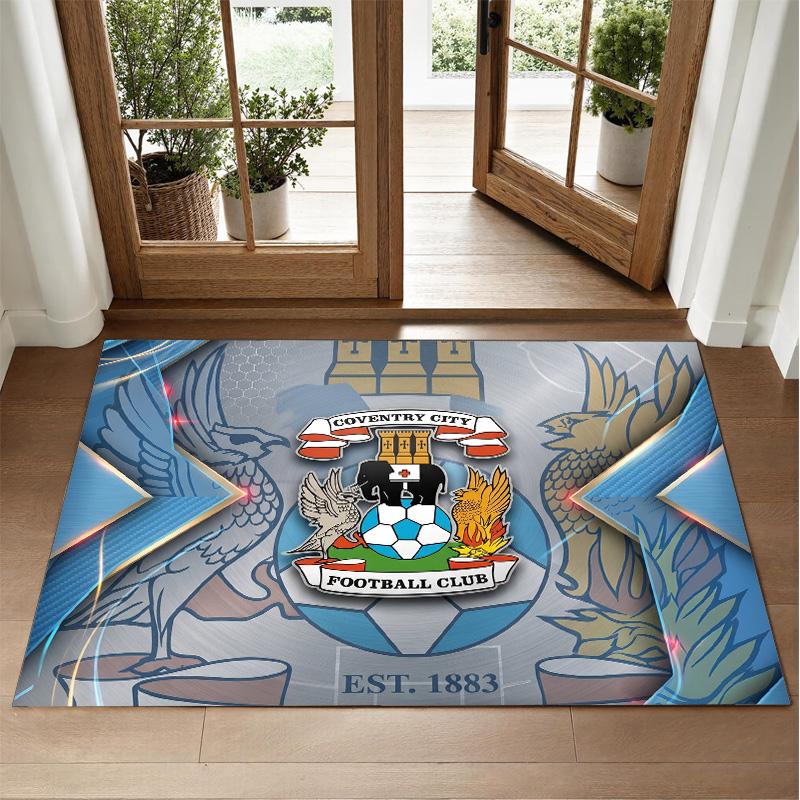 Coventry City Football Design Crystal Velvet Rug Soft Decorative Mat for Bedroom Entrance