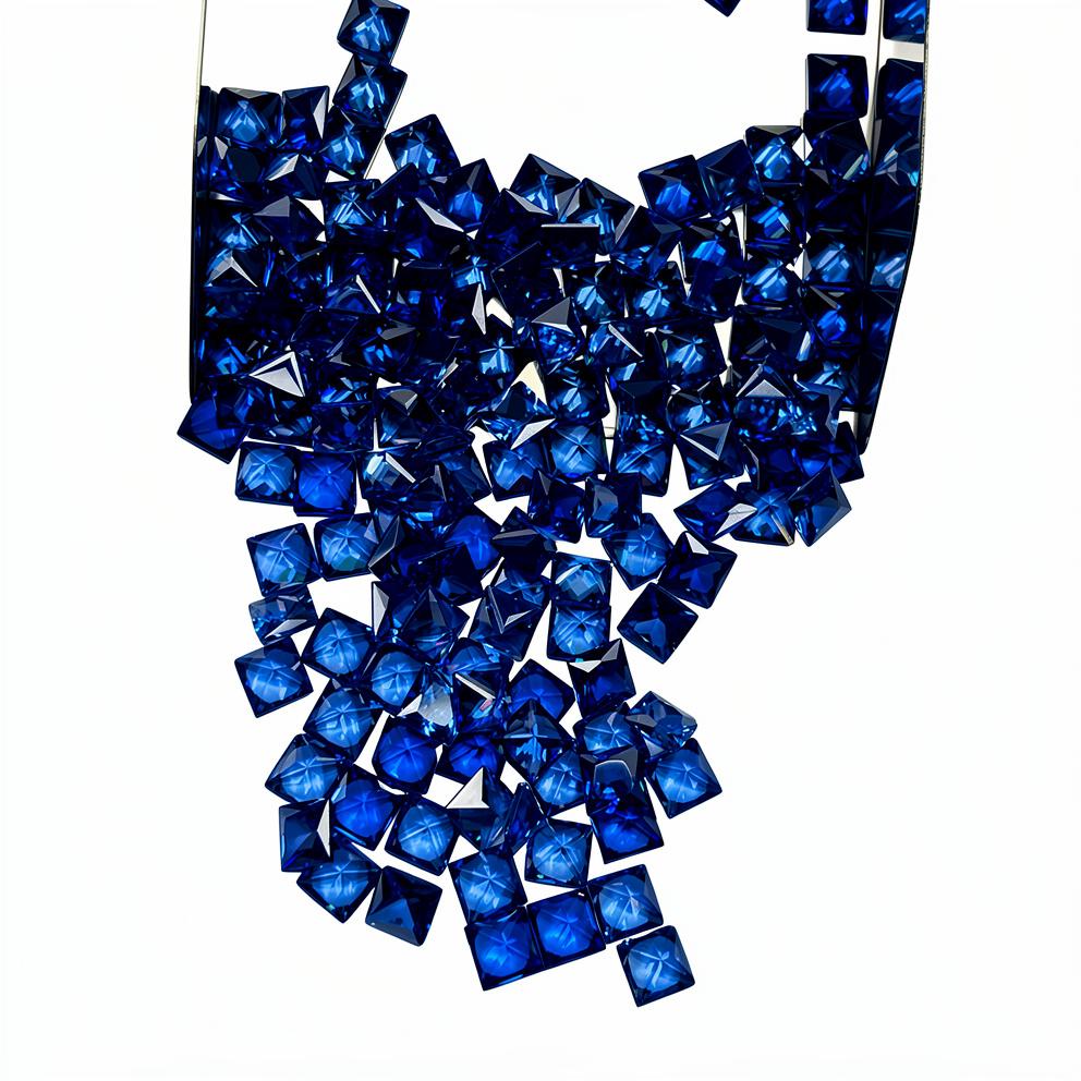 

51 Pcs Natural Blue Sapphire 5x5mm Square Cut CERTIFIED Loose Gemstone Lot 5 mm Approx. синій