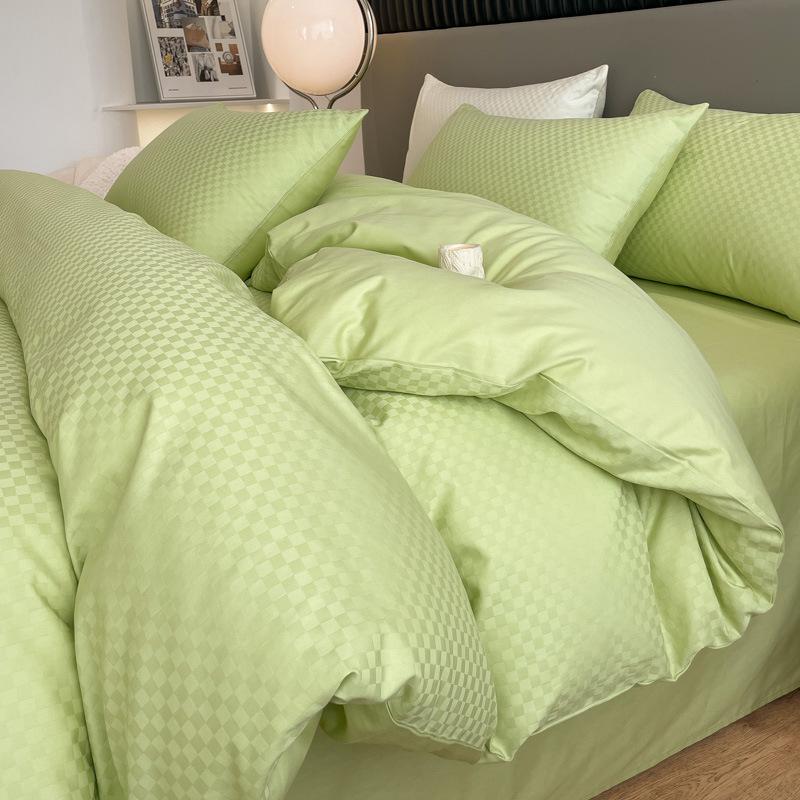 Pure Cotton Premium Simple Bedding Set Four-piece Set Skin-friendly Breathable Bed Sheet Quilt Cover Pillowcase