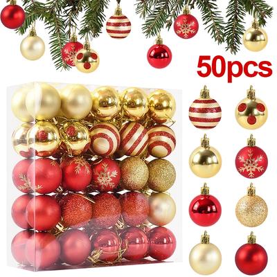 50 Piezas/caja Adorno de Bolas de Árbol de Navidad Rojo Oro Colgante Adorno 2025 Decoración Navideña para el Hogar 2026 Regalos de Año Nuevo