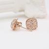Exquisite Russian 585 Purple Gold Light Luxury Winding Sugar Cube Earrings Rose Gold Plated Fashion Square Brushed Earrings